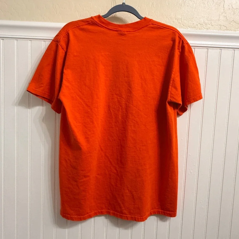 Anvil Vintage Embroidered Halloween Stacked Trio Crew T Shirt, Orange,L